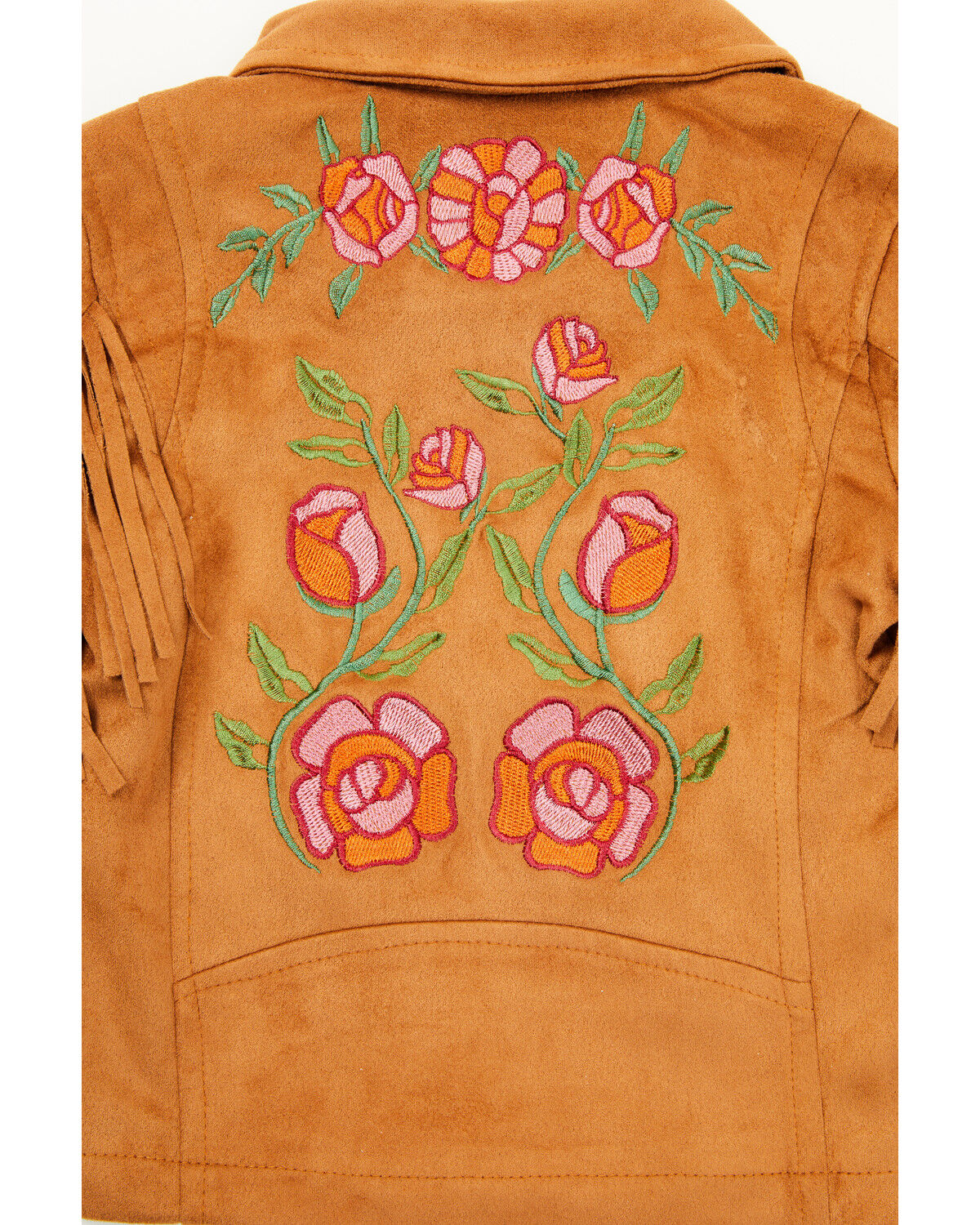 Image #5 - Fornia Toddler Girls' Floral Embroidered Fringe Jacket, Camel, hi-res
