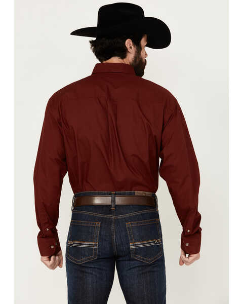 Image #4 - George Strait by Wrangler Men's Solid Long Sleeve Button-Down Western Shirt, Red, hi-res