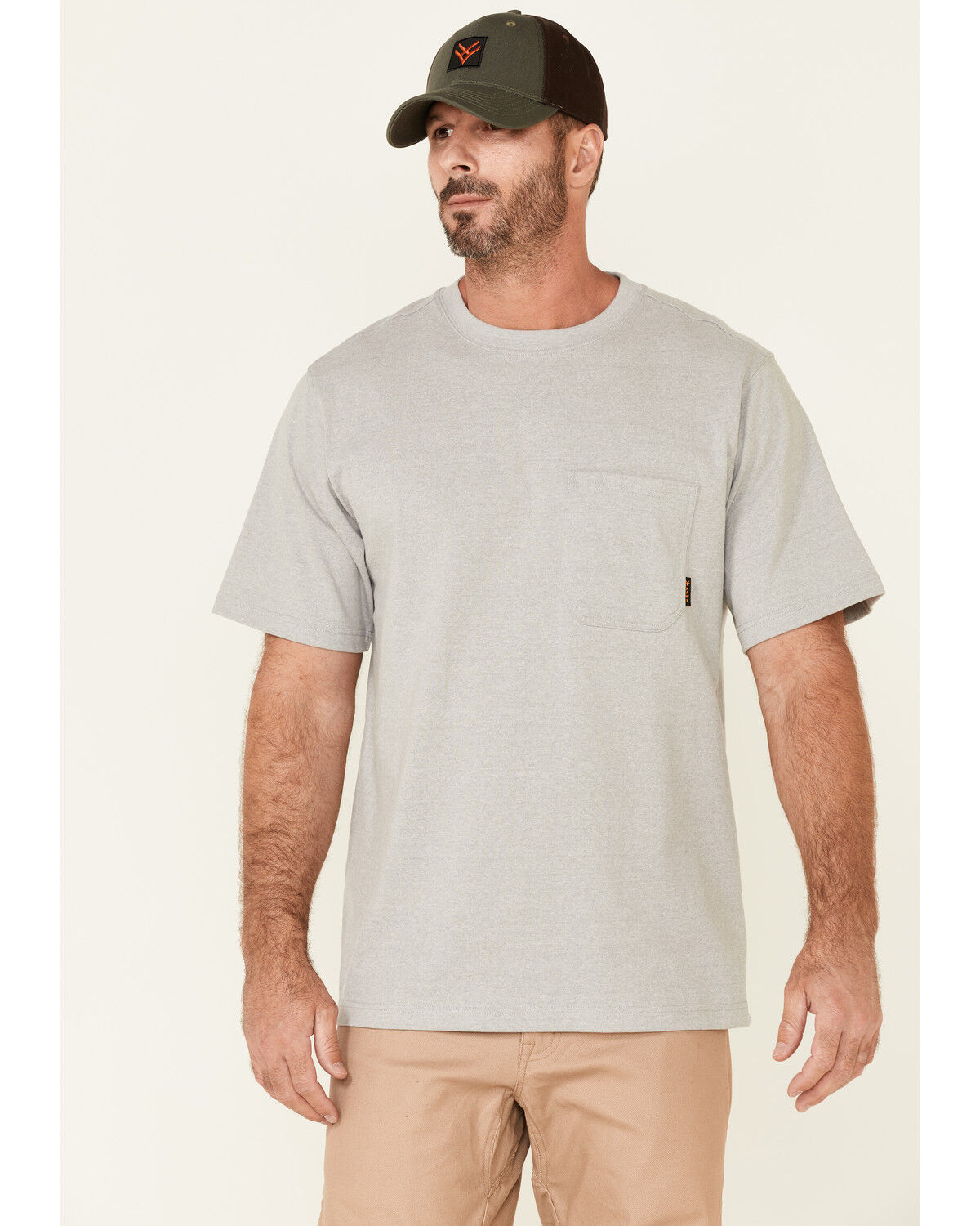 Image #1 - Hawx Men's Solid Light Gray Forge Short Sleeve Work Pocket T-Shirt, Light Grey, hi-res