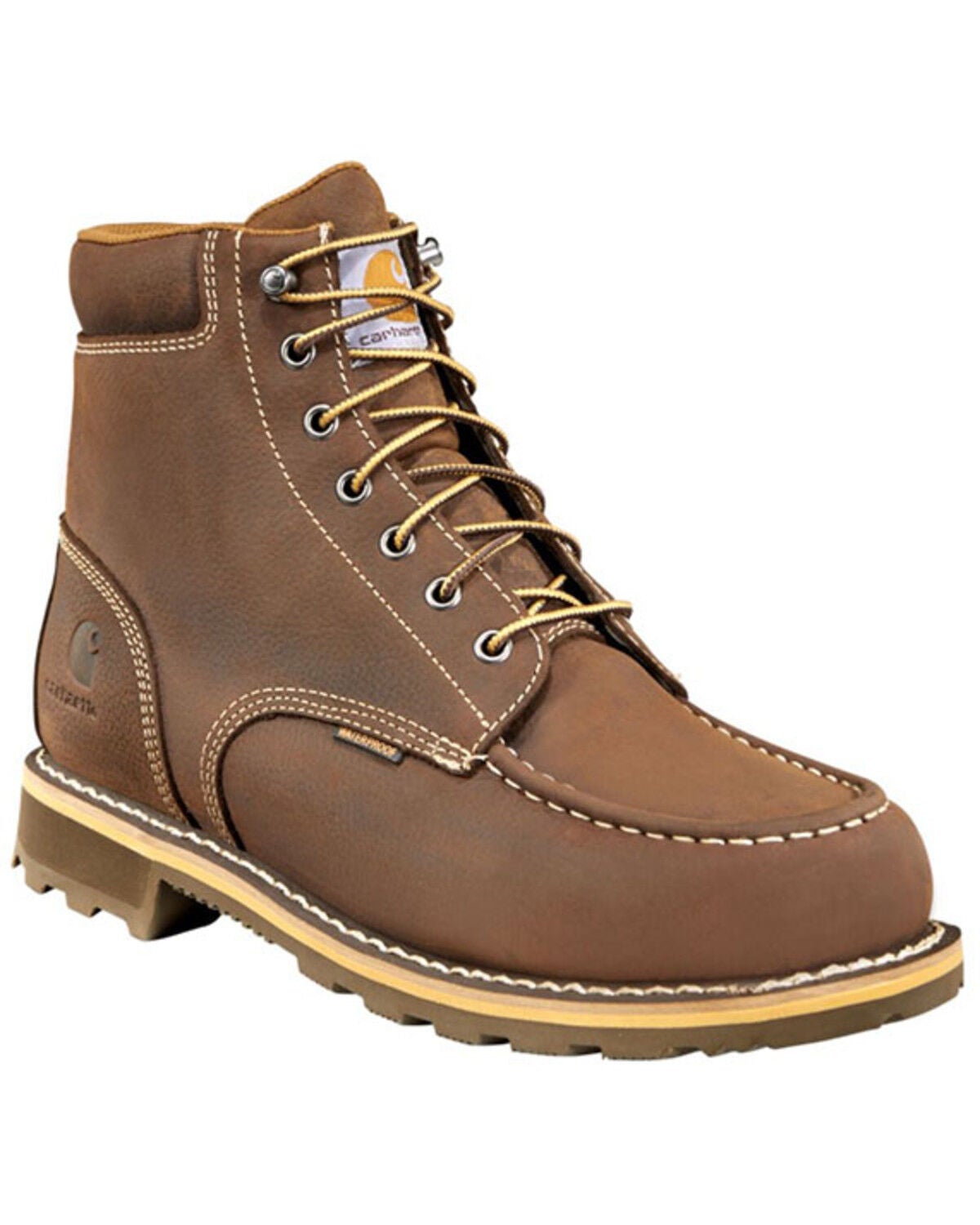 Carhartt Men's 6" Waterproof Lug Work Boots - Moc Toe, Chocolate, hi-res