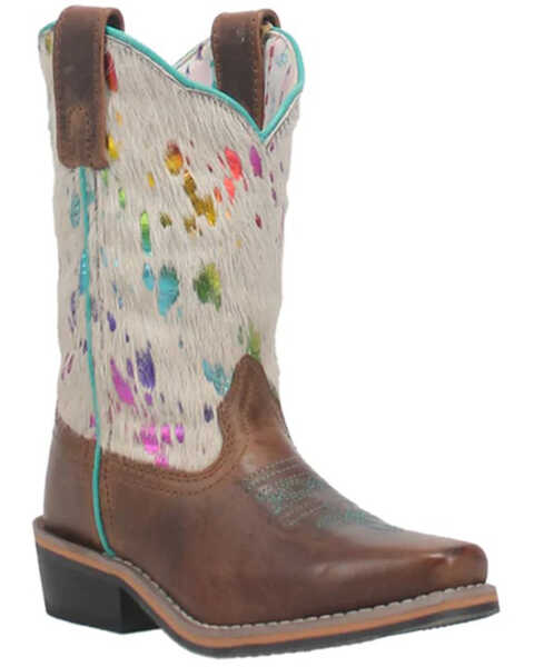 Dan Post Little Girls' Rumi Western Boots - Broad Square Toe, White, hi-res