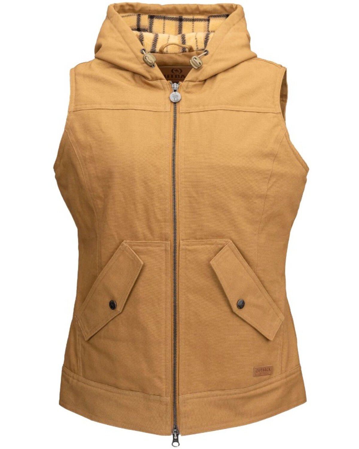 Image #1 - Outback Trading Co Women's Heidi Canvas Hooded Vest - Plus, Tan, hi-res