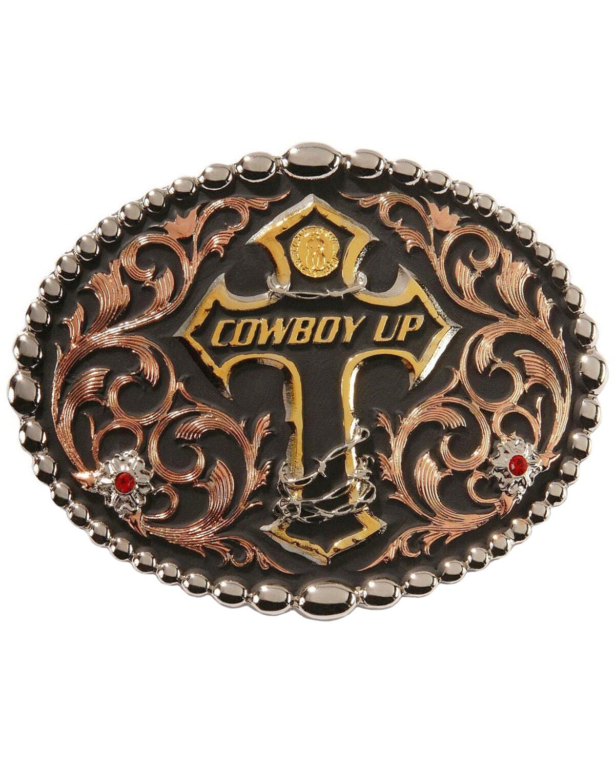Image #1 - Montana Silversmiths Cowboy Up Cross Belt Buckle, Black, hi-res