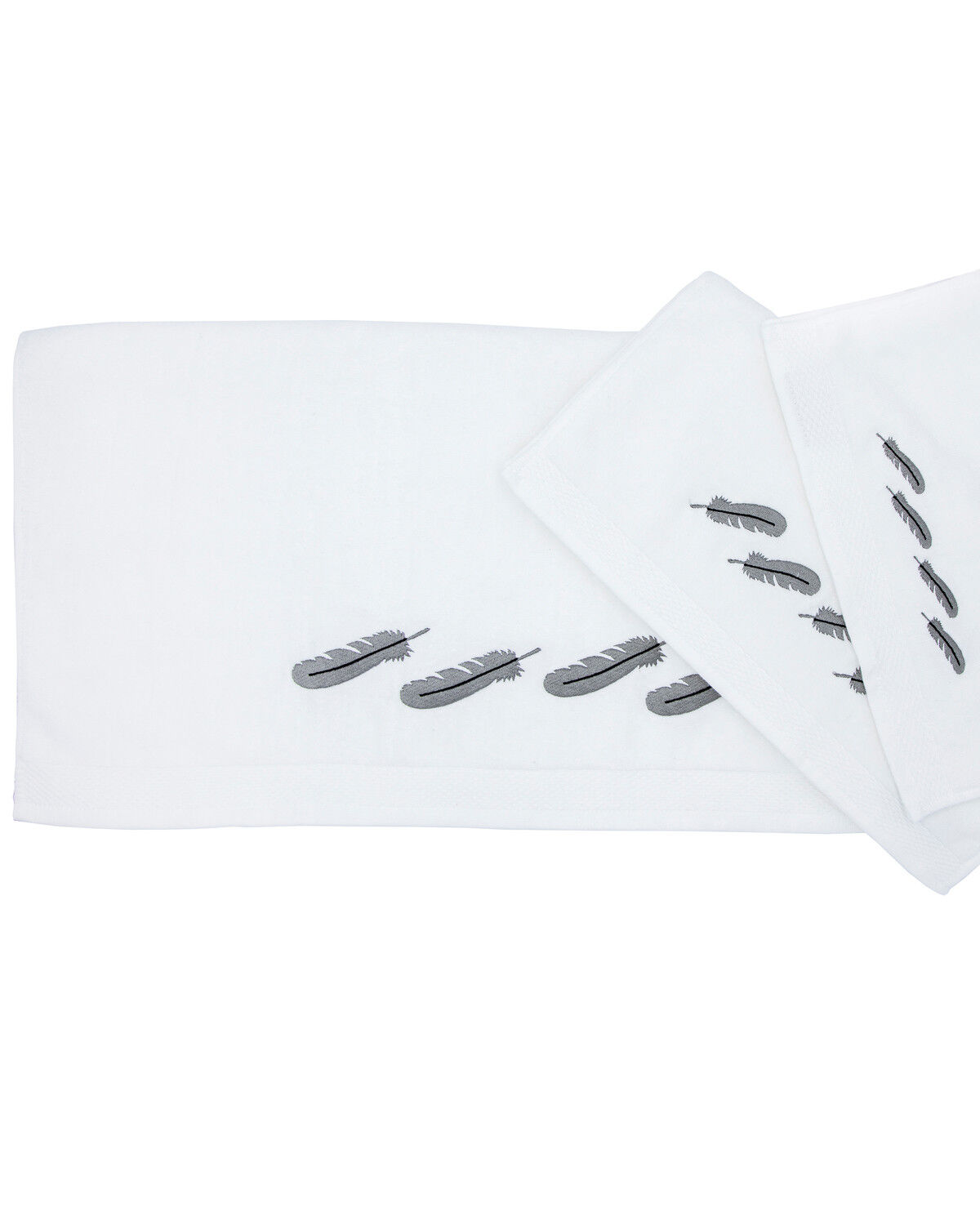 Image #1 - HiEnd Accents Feather Embroidered Towel Set - 3 Piece, Multi, hi-res