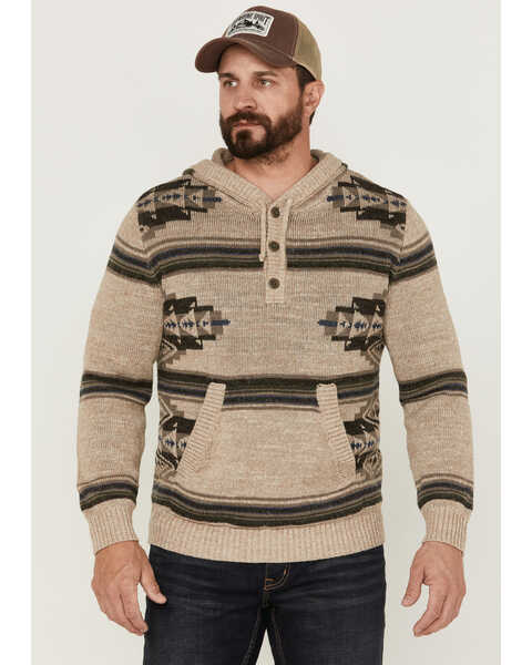 Pendleton Men's Print Hooded Sweatshirt , Tan, hi-res
