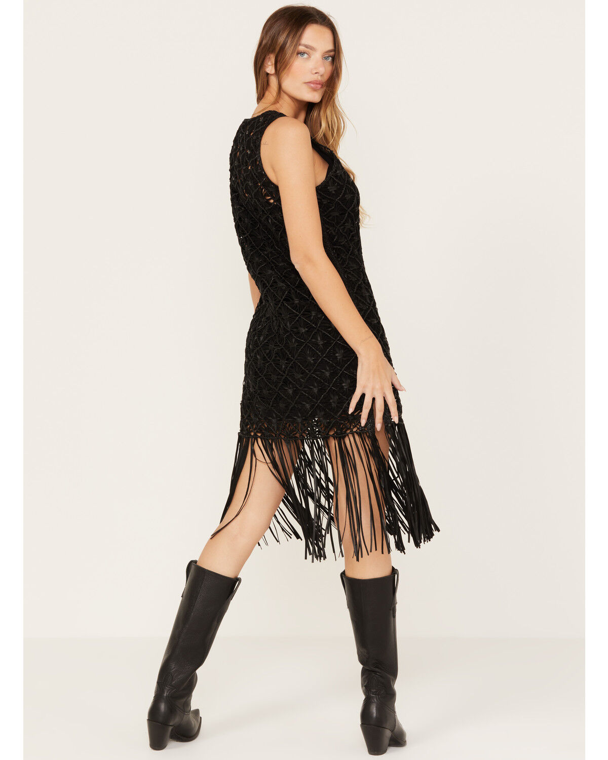 Image #5 - Wonderwest Women's Fringe Hem Mini Dress, Black, hi-res