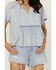 Image #3 - Cleo + Wolf Women's Bella Pintuck Detail Peasant Short Sleeve Blouse, Light Blue, hi-res