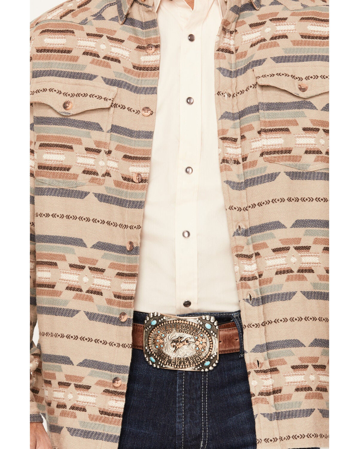 Image #3 - Dakota Grizzly Men's Harrison Jacquard Long Sleeve Button-Down Flannel Shirt, Sand, hi-res