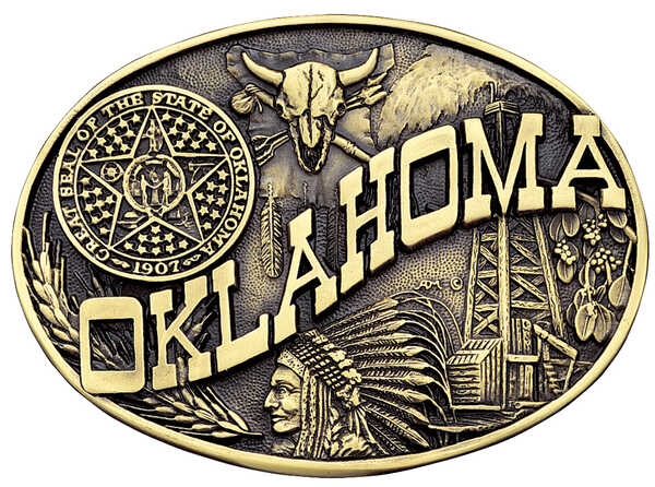Image #1 - Montana Silversmiths Men's Oklahoma State Heritage Attitude Belt Buckle, Gold, hi-res