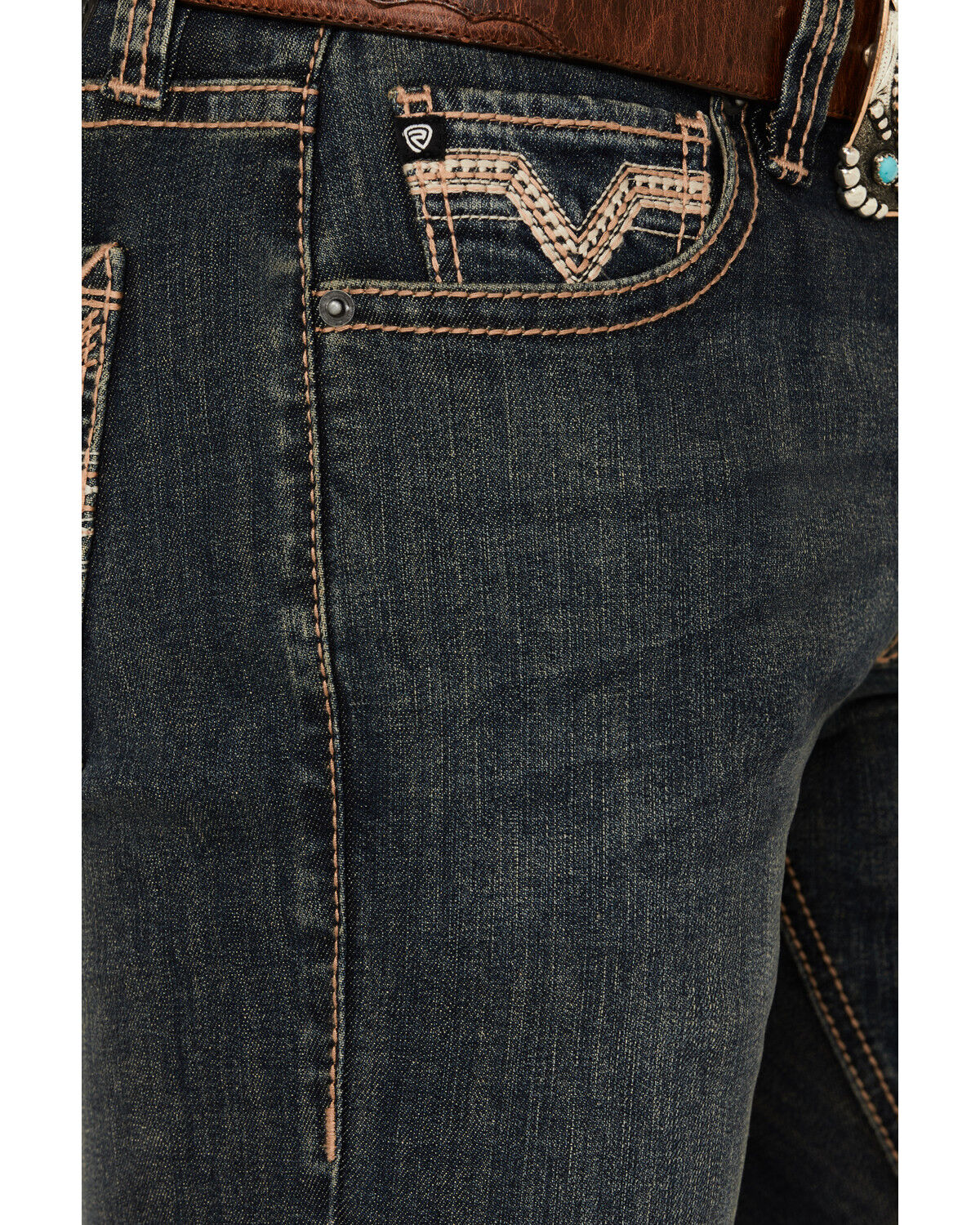 Image #2 - Rock & Roll Denim Men's Revolver Dark Wash Slim Straight Stretch Denim Jeans, Dark Wash, hi-res