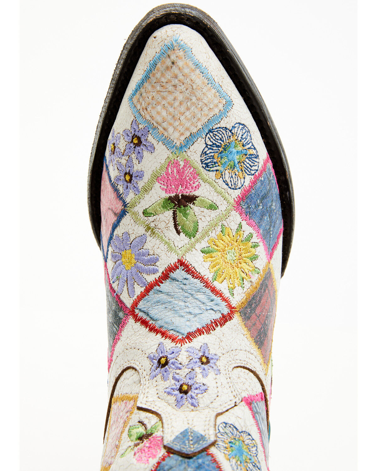 Image #6 - Yippee Ki Yay by Old Gringo Women's Heirloom Short Embroidered Patchwork Booties - Round Toe, White, hi-res