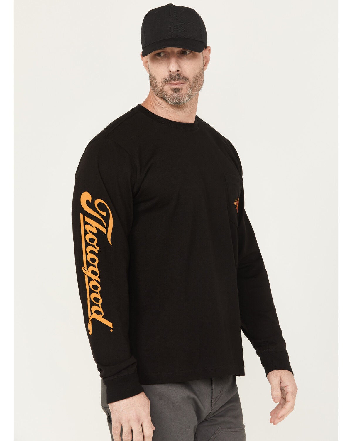 Thorogood Men's USA Logo Long Sleeve Work T-Shirt, Black, hi-res