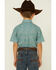Roper Boys' Jade Quarry Medallion Paisley Print Short Sleeve Snap Western Shirt , Teal, hi-res