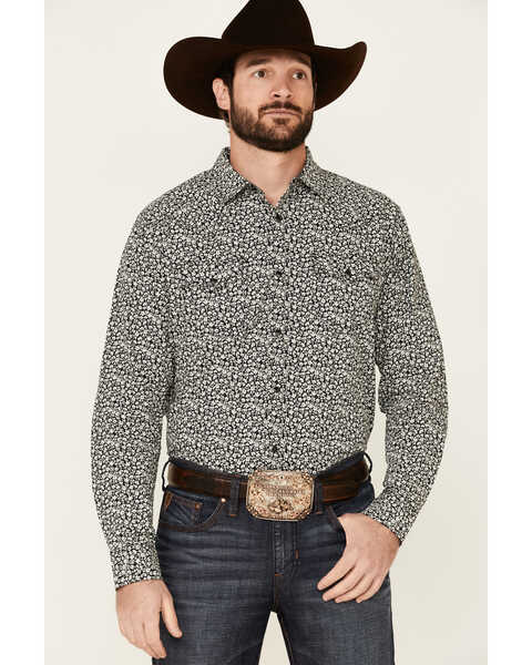 Image #1 - Cody James Men's Alyssum Floral Print Long Sleeve Snap Western Shirt , Black, hi-res