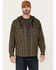 Image #1 - Hawx Men's Plaid Print Robertson Long Sleeve Button Down Hooded Work Flannel Shirt, Olive, hi-res