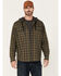 Image #1 - Hawx Men's Plaid Print Robertson Long Sleeve Button Down Hooded Work Flannel Shirt , Olive, hi-res