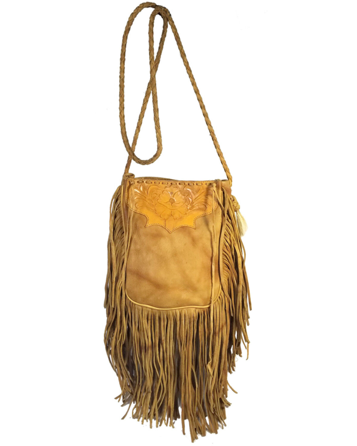 Image #1 - Kobler Tooled Fringe Leather Handbag, Beige, hi-res