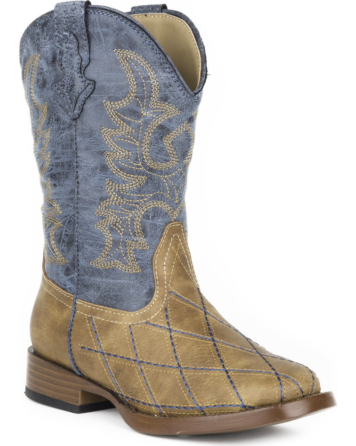 Image #1 - Roper Boys' Cross Cut Western Boots - Square Toe, Tan, hi-res