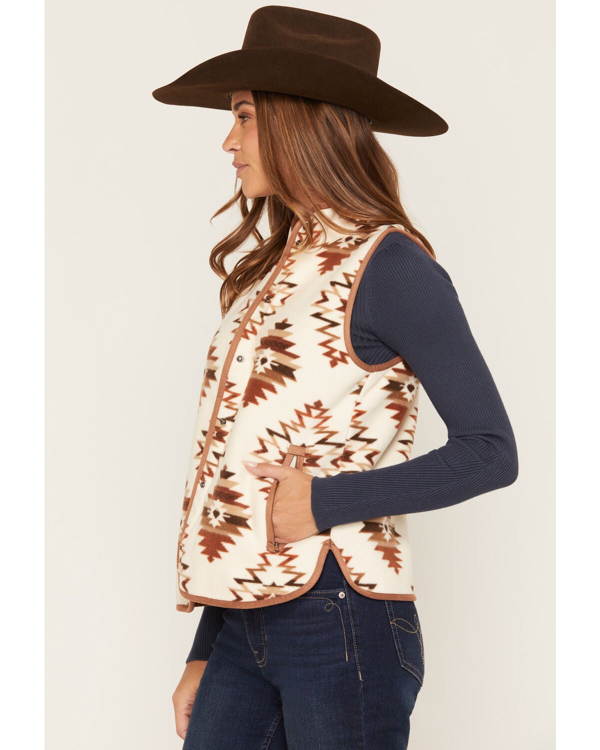 Image #2 - Idyllwind Women's Wister Southwestern Print Polar Fleece Vest, Natural, hi-res