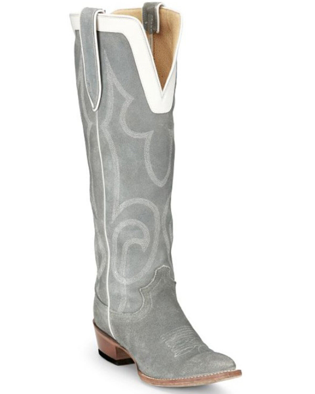 Image #1 - Justin Women's Verlie Vintage Suede Tall Western Boots - Snip Toe, Grey, hi-res