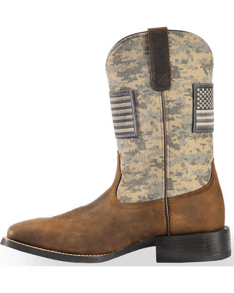 Image #3 - Ariat Men's Distressed Camo Sport Patriot Western Boots - Broad Square Toe , Brown, hi-res