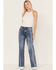 Image #1 - Billy T Women's Medium Wash Mid Rise Wide Flare Jeans, Blue, hi-res