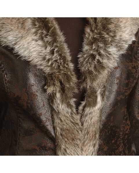Image #2 - Scully Women's Faux Leather & Fur Jacket, Dark Brown, hi-res