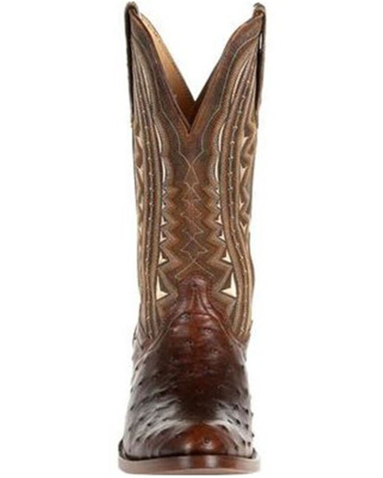 Durango Men's Exotic Full-Quill Ostrich Western Boots - Round Toe, Brown, hi-res