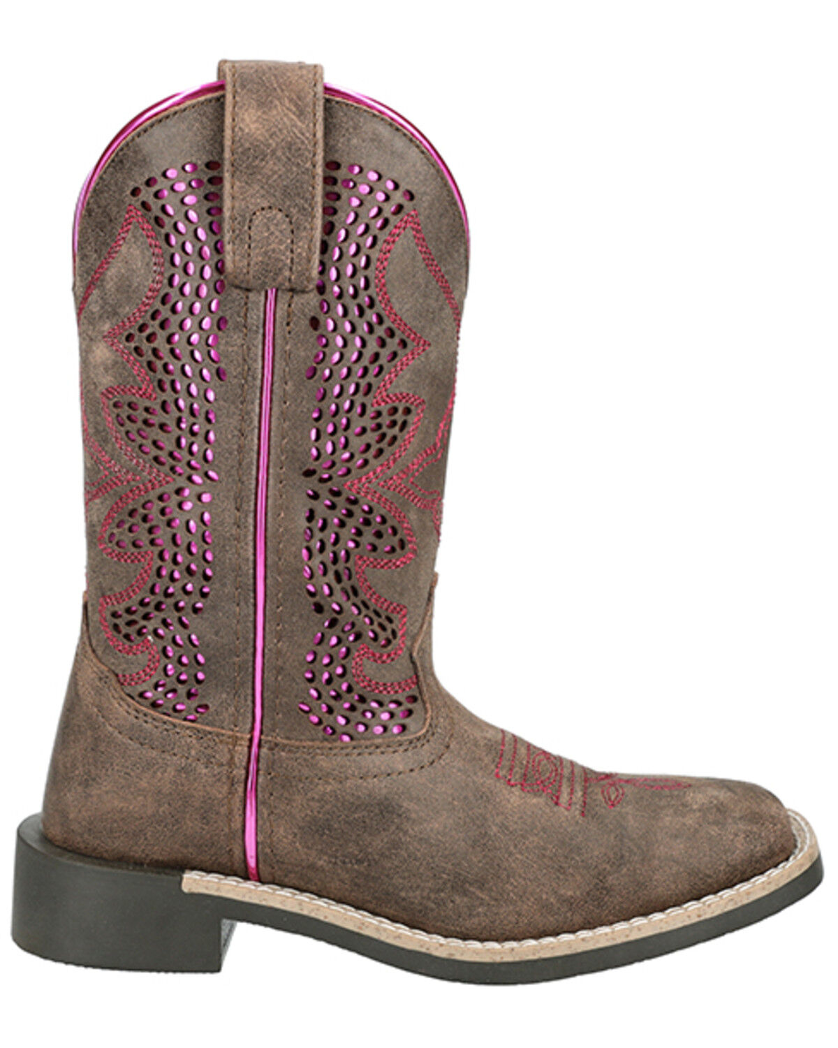 Image #2 - Smoky Mountain Little Girls' Willow Western Boots - Broad Square Toe, Brown, hi-res