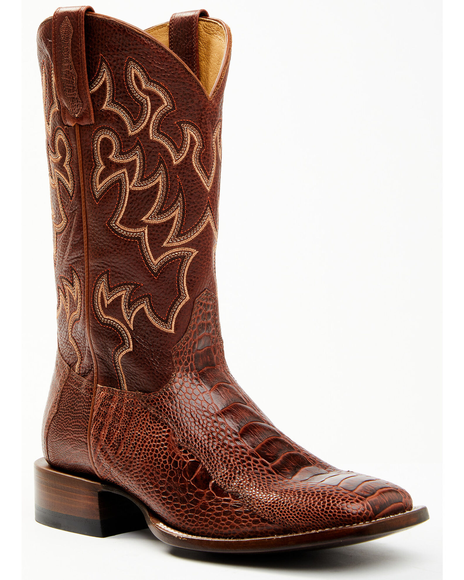Cody James Men s Brandy Ostrich Leg Exotic Western Boots Broad Square Toe Country Outfitter