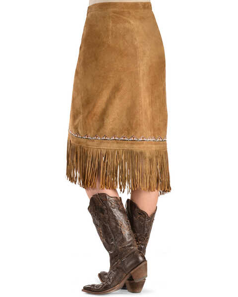 Image #3 - Kobler Leather Women's Yuma Fringe Suede Skirt, Cognac, hi-res