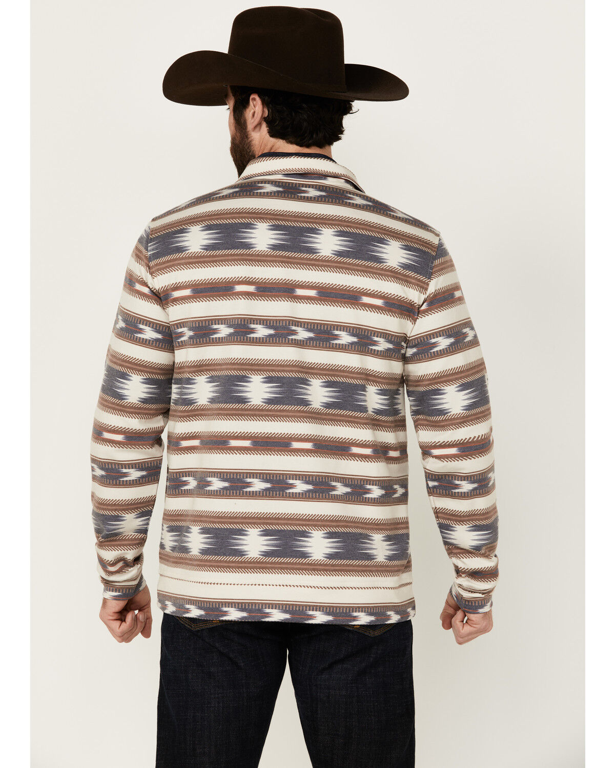 Image #4 - Rock & Roll Denim Men's Striped 1/4 Zip Pullover, Natural, hi-res