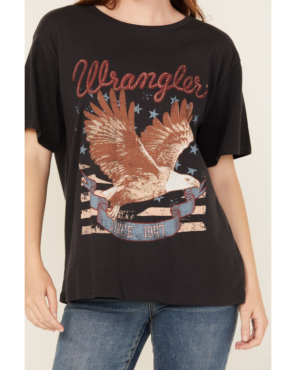 Image #3 - Wrangler Women's Eagle Short Sleeve Graphic Tee, Black, hi-res