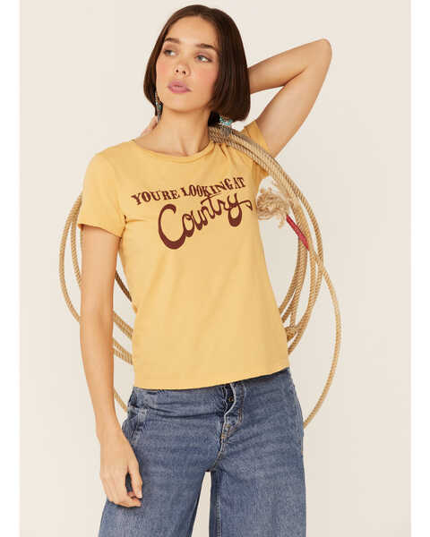 Bandit Women's Looking At Country Graphic Tee, Mustard, hi-res