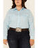 Roper Women's Turquoise Plaid Long Sleeve Snap Western Core Shirt - Plus , Turquoise, hi-res