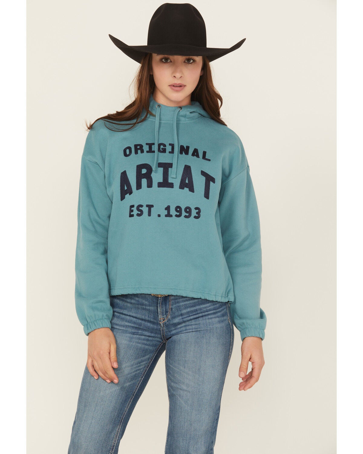 Ariat Women's Solid Logo Hoodie, Blue, hi-res