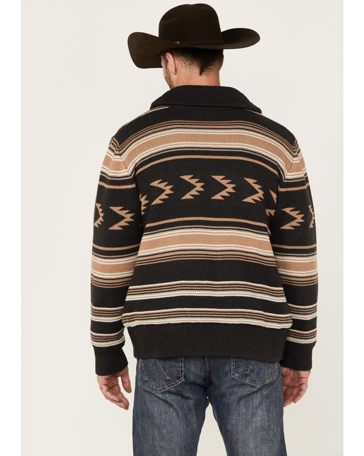 Image #4 - Cinch Men's Full-Zip Striped Sweater, Charcoal, hi-res