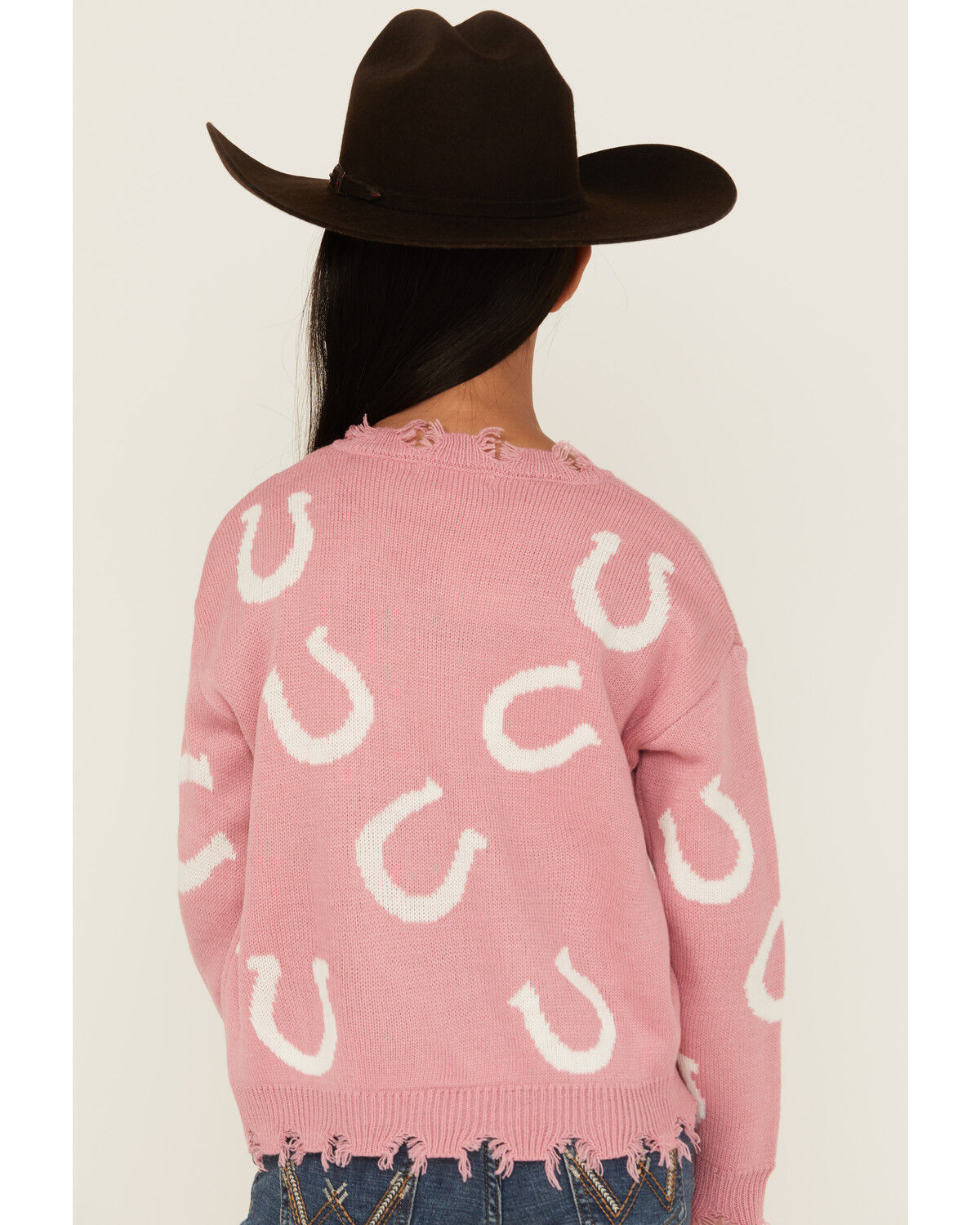 Image #4 - Self Esteem Girls' Horseshoe Sweater, Ivory, hi-res