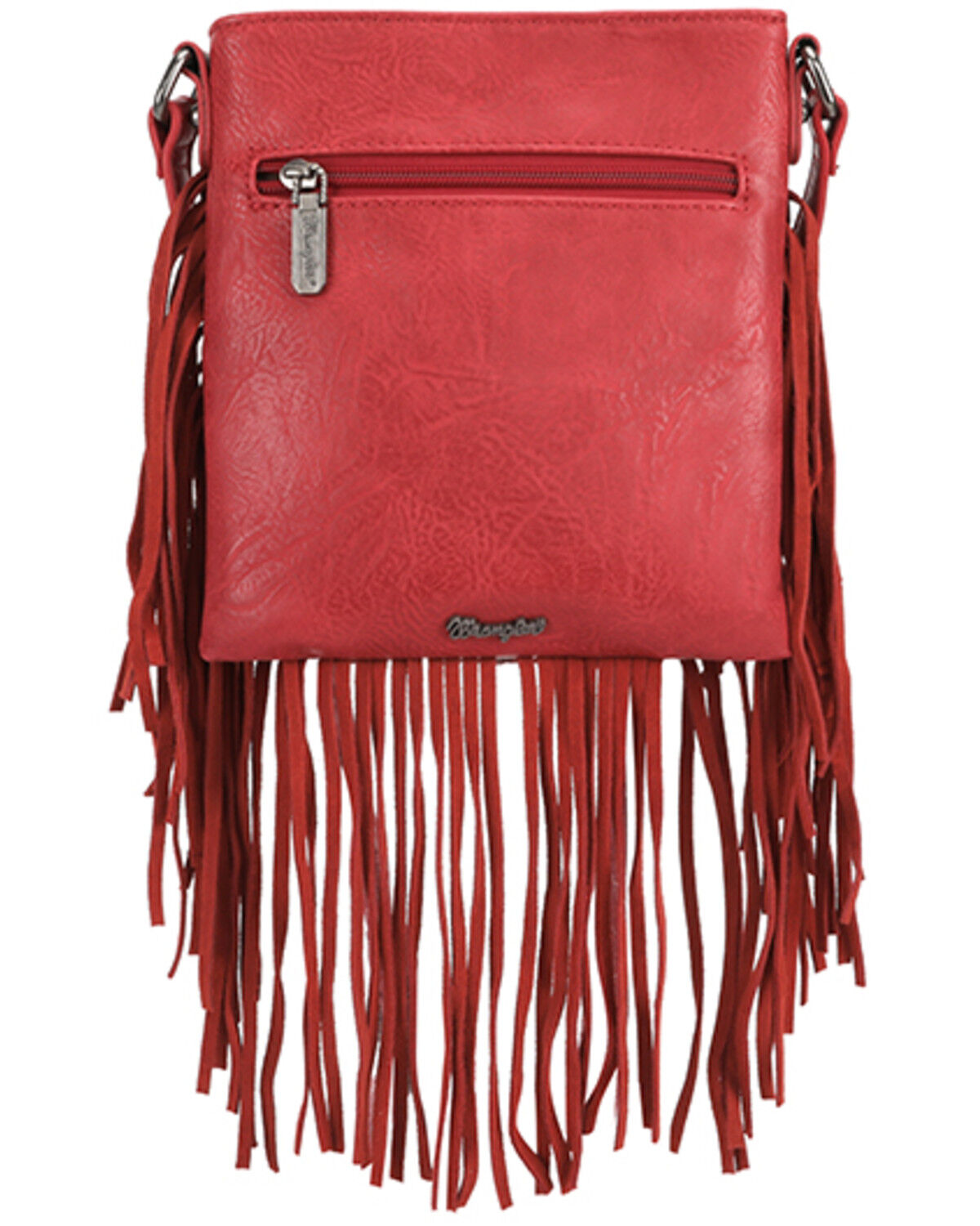 Image #2 - Wrangler Women's Fringe Pocket Denim Crossbody Bag, Orange, hi-res