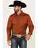 Image #1 - RANK 45® Men's Rough Neck Geo Print Long Sleeve Button-Down Stretch Western Shirt, Rust, hi-res