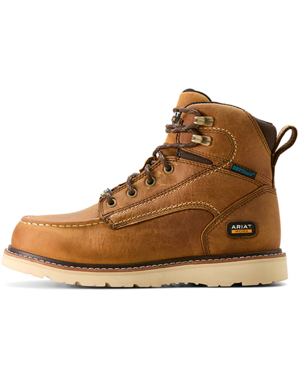 Image #2 - Ariat Women's Rebar 6" Wedge Waterproof Moc Toe Work Boots - Soft Toe, Brown, hi-res
