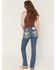 Image #1 - Miss Me Women's Medium Wash Mid Rise Geo Pocket 32" Bootcut Stretch Denim Jeans, Medium Wash, hi-res