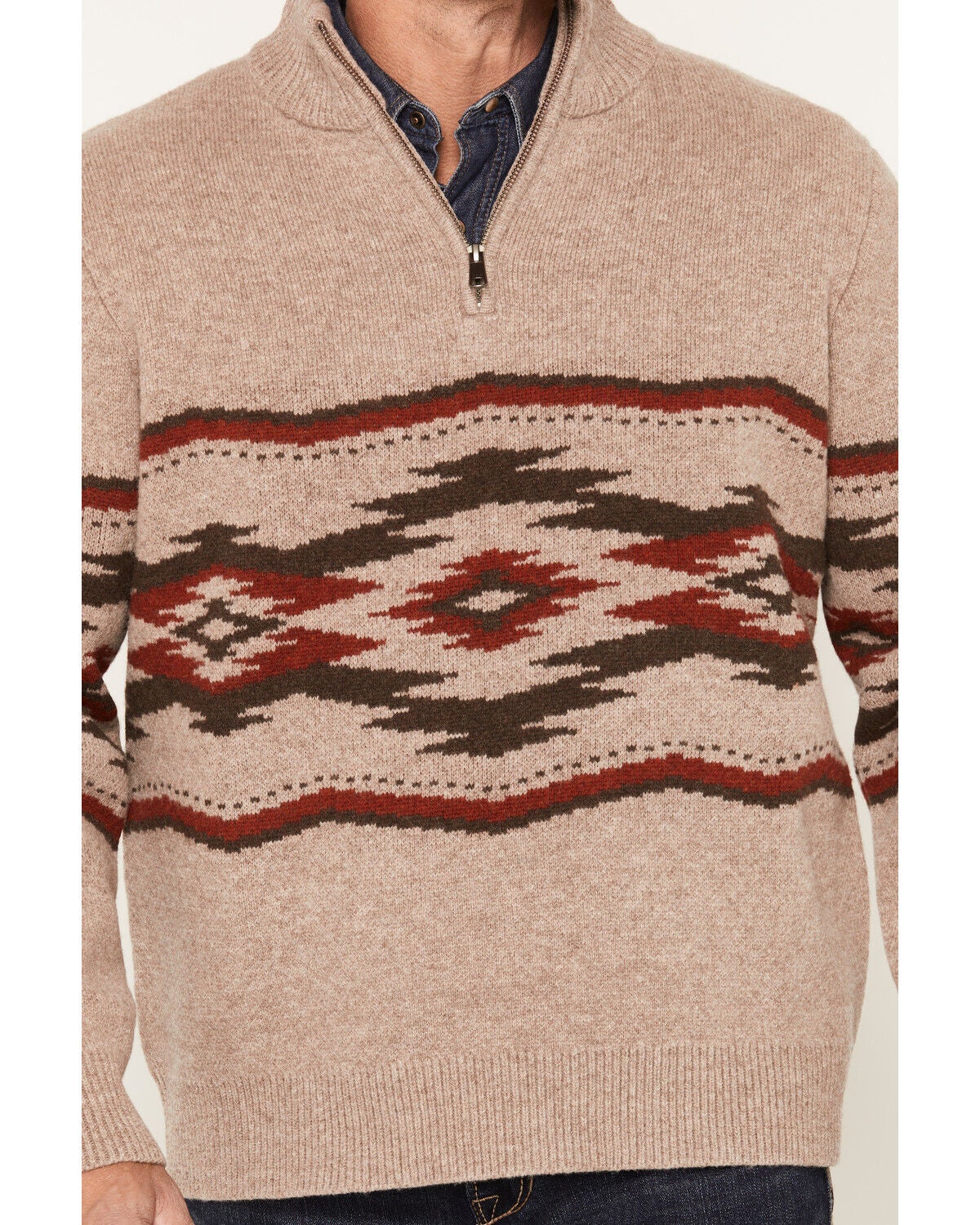 Image #3 - Pendleton Men's Crown Point 1/4 Zip Sweater, Tan, hi-res