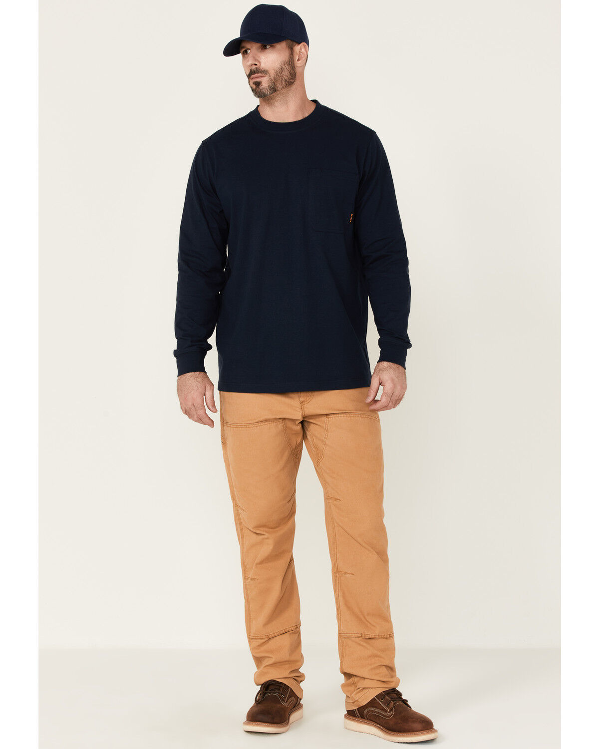 Image #2 - Hawx Men's Solid Navy Forge Long Sleeve Work Pocket T-Shirt - Tall, Navy, hi-res