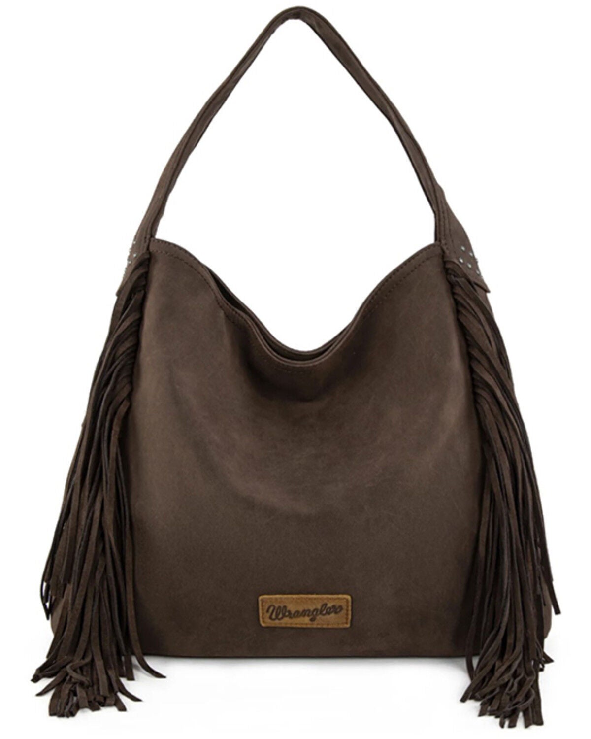 Image #1 - Wrangler Women's Shiloh Fringe Studded Hobo Bag, Coffee, hi-res