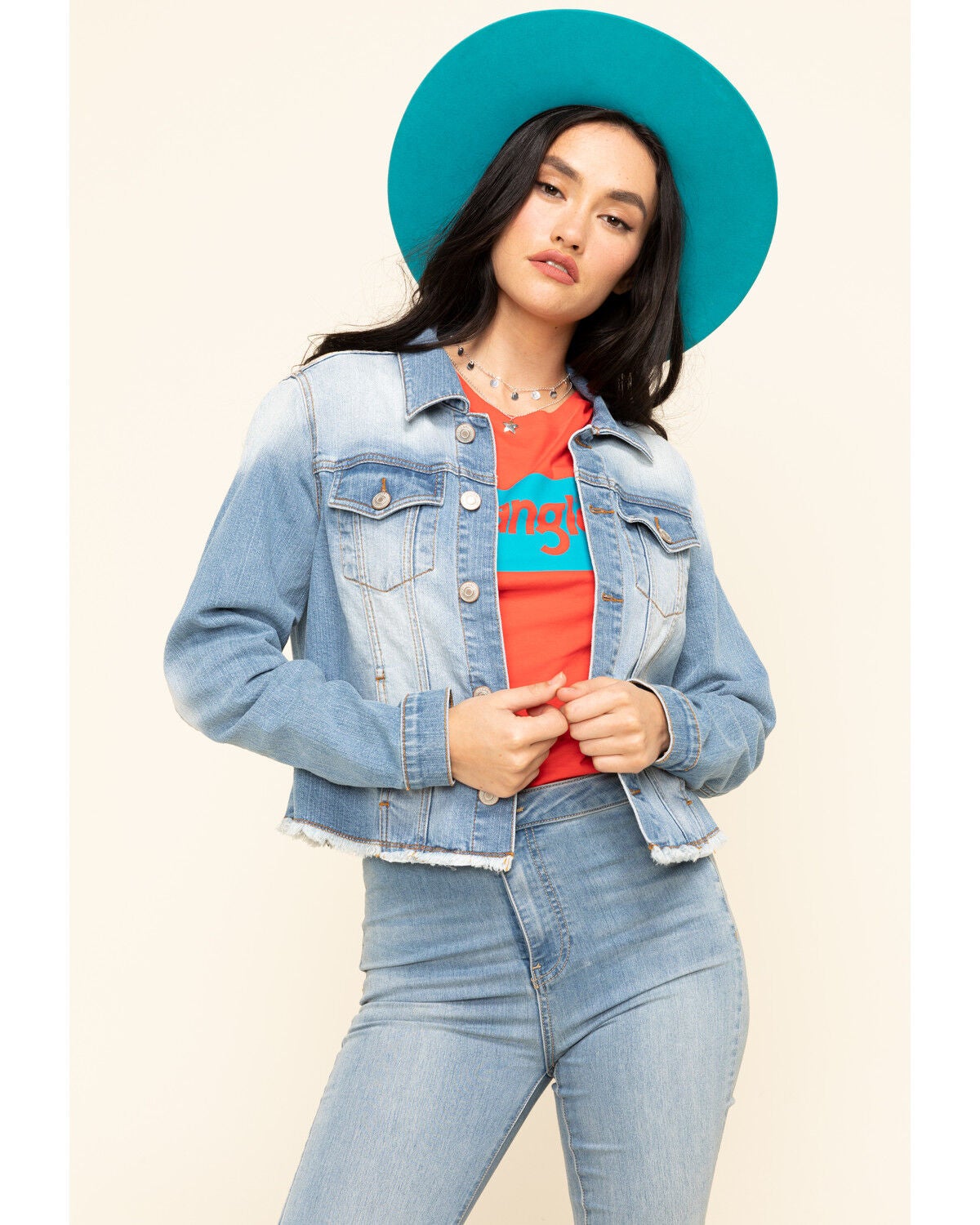 Image #1 - Shyanne Women's Cropped Paisley Americana Denim Trucker Jacket , , hi-res
