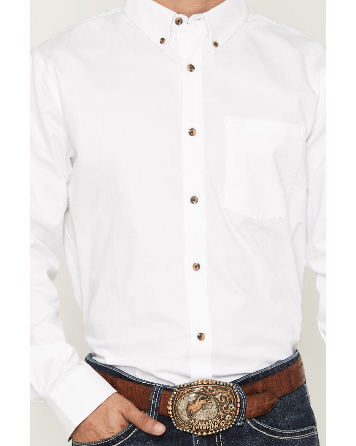 Image #3 - Cody James Men's Basic Solid Long Sleeve Button-Down Stretch Western Shirt, White, hi-res