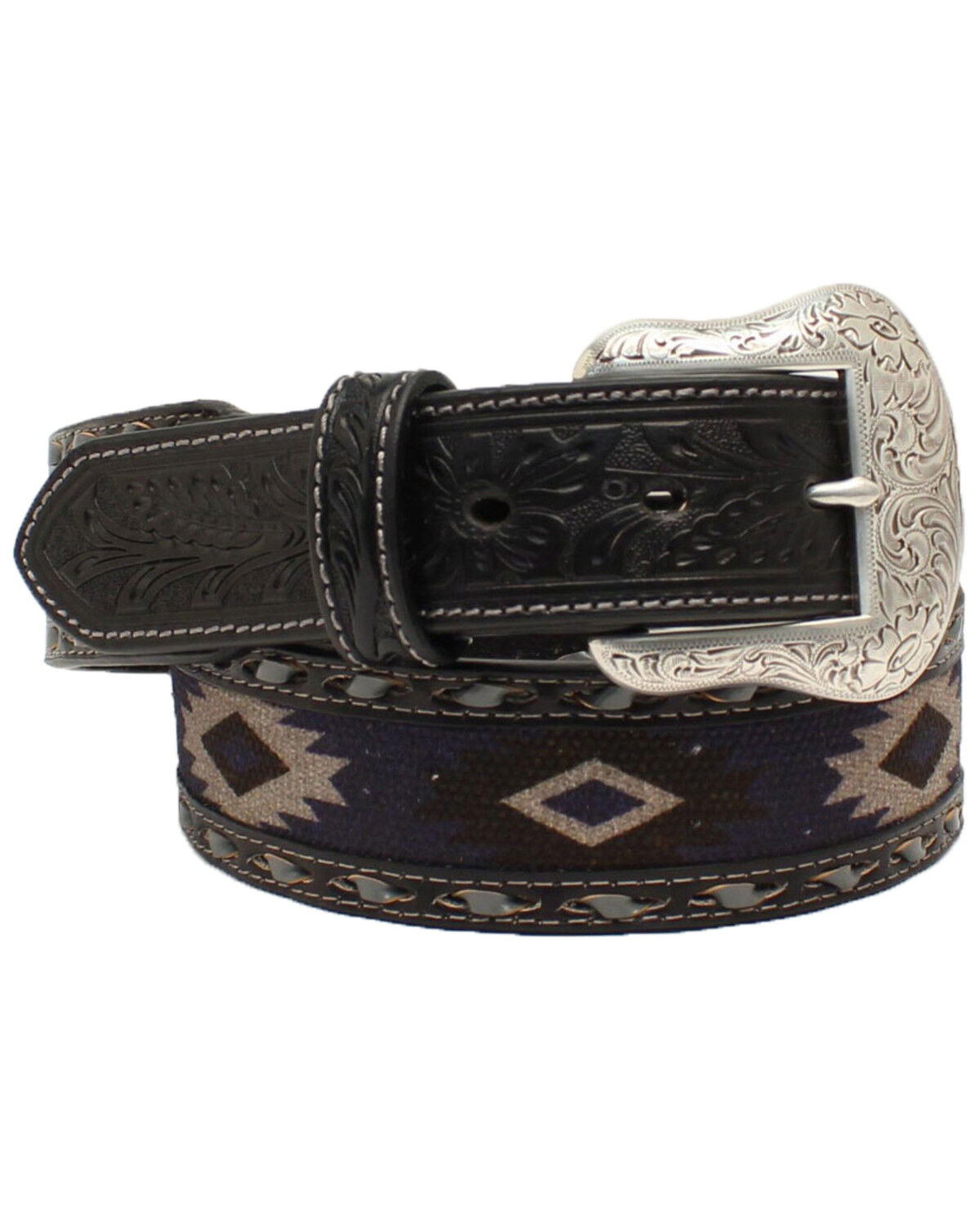 Image #1 - Nocona Men's Southwestern Fabric Western Belt, Grey, hi-res
