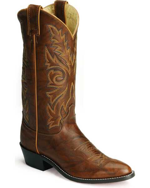 Image #1 - Justin Men's Marbled Deerlite Western Boots - Medium Toe, Chestnut, hi-res