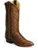 Image #1 - Justin Men's Marbled Deerlite Western Boots - Round Toe, Chestnut, hi-res